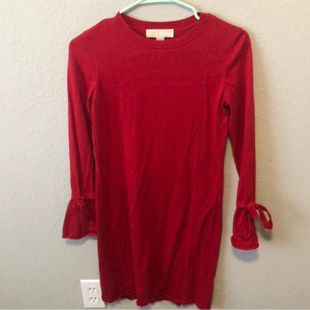 Michael Kors Bell Sleeve Red Sweater Dress